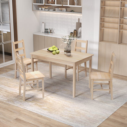 Eethoek – Eettafel Set – Dinerset – Tafel Met Stoelen – Massief Hout – Ruimtebesparend Ontwerp – 118x73 cm Tafel – Comfort Voor 4 Personen