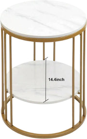 Side tables - Side tables living room - Round side table - Side table bench - White marble with gold