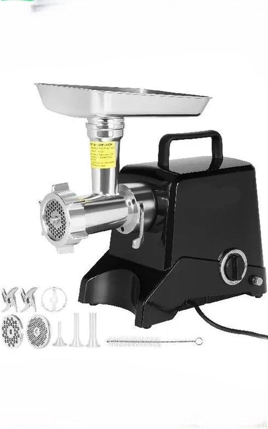 Electric Meat Grinder - Mincer - 250kg/Hour - Stainless Steel Grinding Blades - 2 Grinding Discs - Extra Parts - 1100 Watt - Black