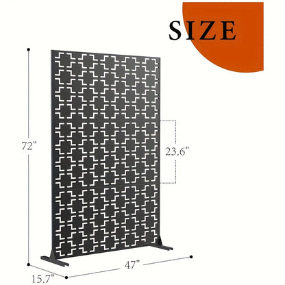 Extra Long 182.88cm Metal Privacy Screen Outdoor/Indoor - Heavy-Duty Freestanding Fence Panel with Stable Base, Modern Design - No Assembly Required, Weatherproof Room Divider for Garden, Patio, Balcony, Poolside - Decorative