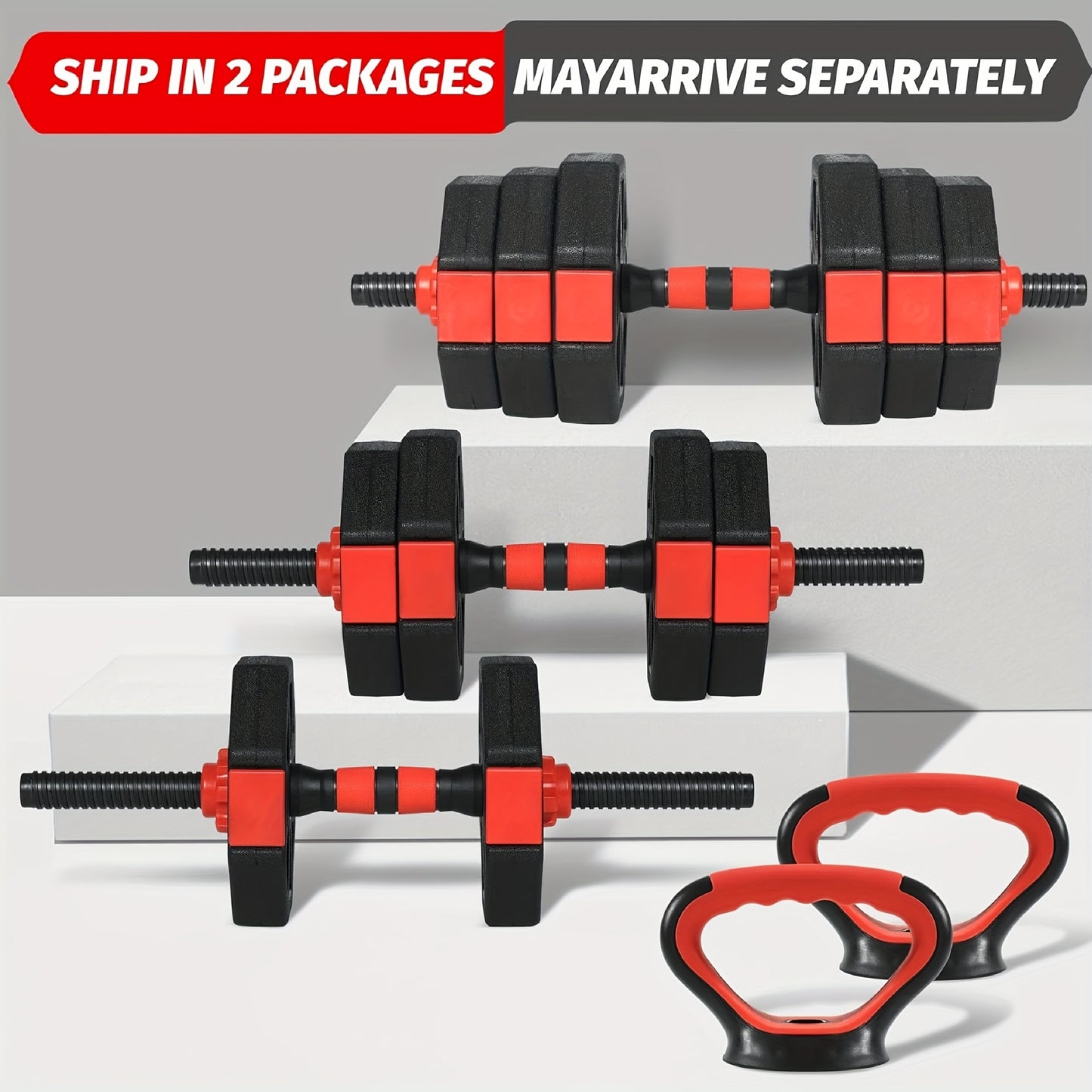 Verstelbare Dumbbell – Halterset – Dumbbells – Kettlebell – Push-Up Stand – 1,8 tot 19,96 kg Verstelbaar – Duurzaam PE & IJzer – Compacte Home Gym Set - QUORE