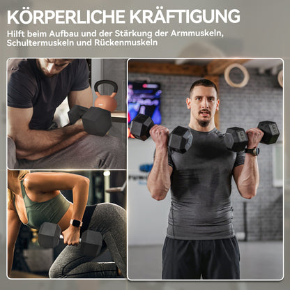 Halter – Dumbbell – Gewicht – Krachttraining – Fitness – Zwart met Zilveren Accenten – 35 kg – Anti-Slip Grip