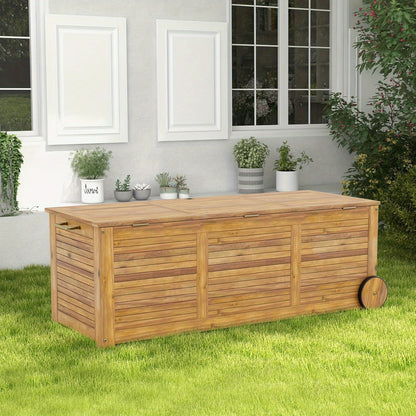 Opbergkist Tuin – Tuinbox – Opbergbox – Tuinkussenbox – Opbergkast – Acaciahout – Met Wielen En Handvat – Waterafstotende Binnenzak – 127x51x46 cm – Duurzaam Hout
