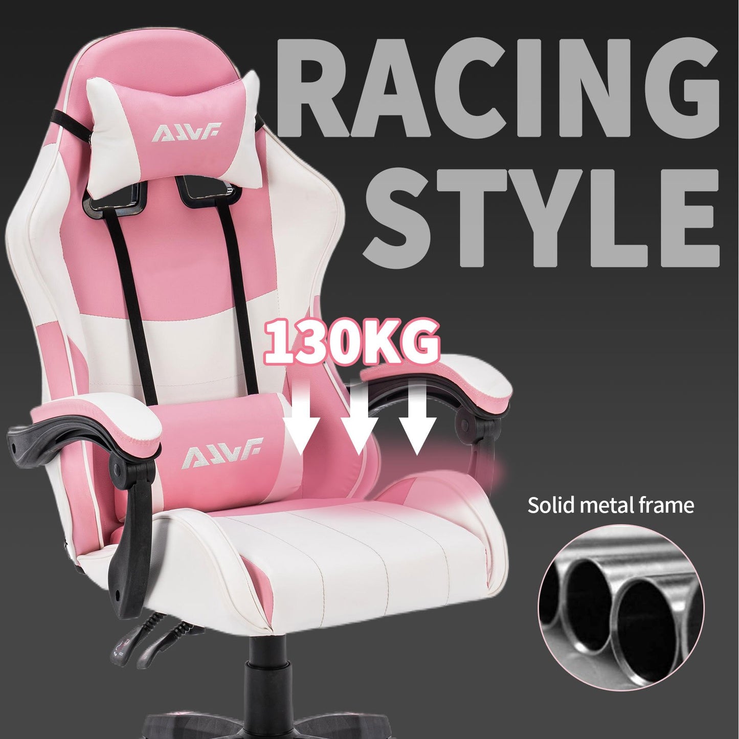 Ergonomic Gaming Chair Computer Swivel Chair with Headrest and Lumbar Support, Tilt and Lock Function, Height Adjustable, Swivel, High Back, Racing Chair