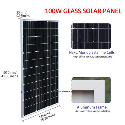 Zonnepaneel Set – Zonne-energie Paneel – Monokristallijn Zonnepaneel – Off-Grid Zonnepaneel – 200W Vermogen – Compact & Weerbestendig - QUORE