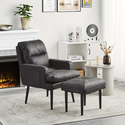 Fauteuil – Relaxstoel – Loungefauteuil – Leunstoel – Zitstoel – 6-Standen Verstelbare Rugleuning – PU-Leder Zitting Met Metalen Onderstel