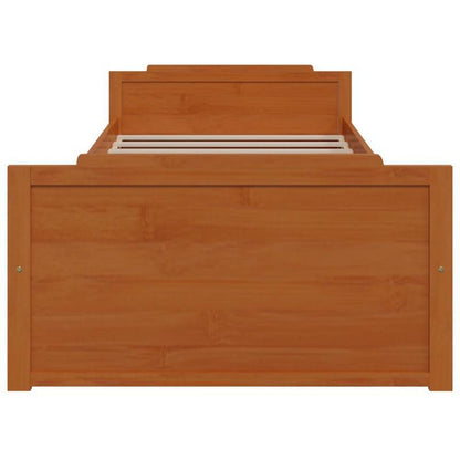 Bedframe – Bedbodem – Slaapbank – Eenpersoonsbed – Logeerbed – Massief Dennenhout – Ingebouwde Opberglades – Montagesysteem Zonder Gereedschap – 90x200 cm – Minimalistisch Design