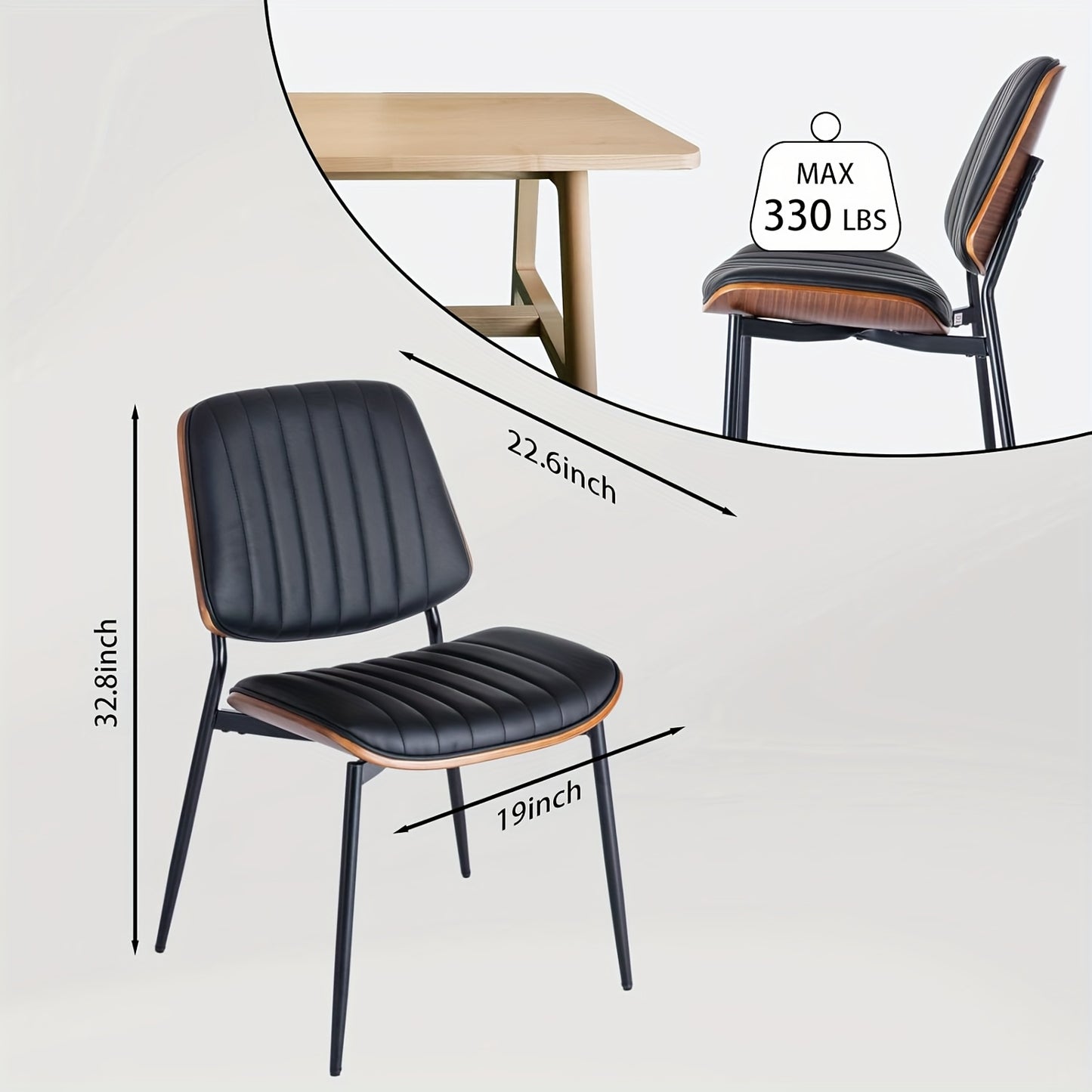 Eetkamerstoelen – Keukenstoelen – Retro Stoelen – Bistro Stoelen – Tafels Stoelen – Zwart Kunstleer – Memory Foam Zitting – Stevig Metalen Frame