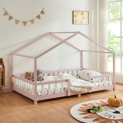 Kinderbed – Kinderbedje – Peuterbed – Huisbed – Bedhuisje – 120x200 cm – Massief Dennenhout Met Valbeveiliging