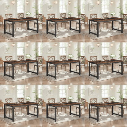 160.02cm x 80.01cm Heavy-Duty Industrial Dining Table & Desk - Rustic Brown Engineered Wood Top with Metal Legs, Large Rectangular Surface for Kitchen, Conference, Home Office - Easy ssembly, Fits 4-6 People (Table Only), Kit