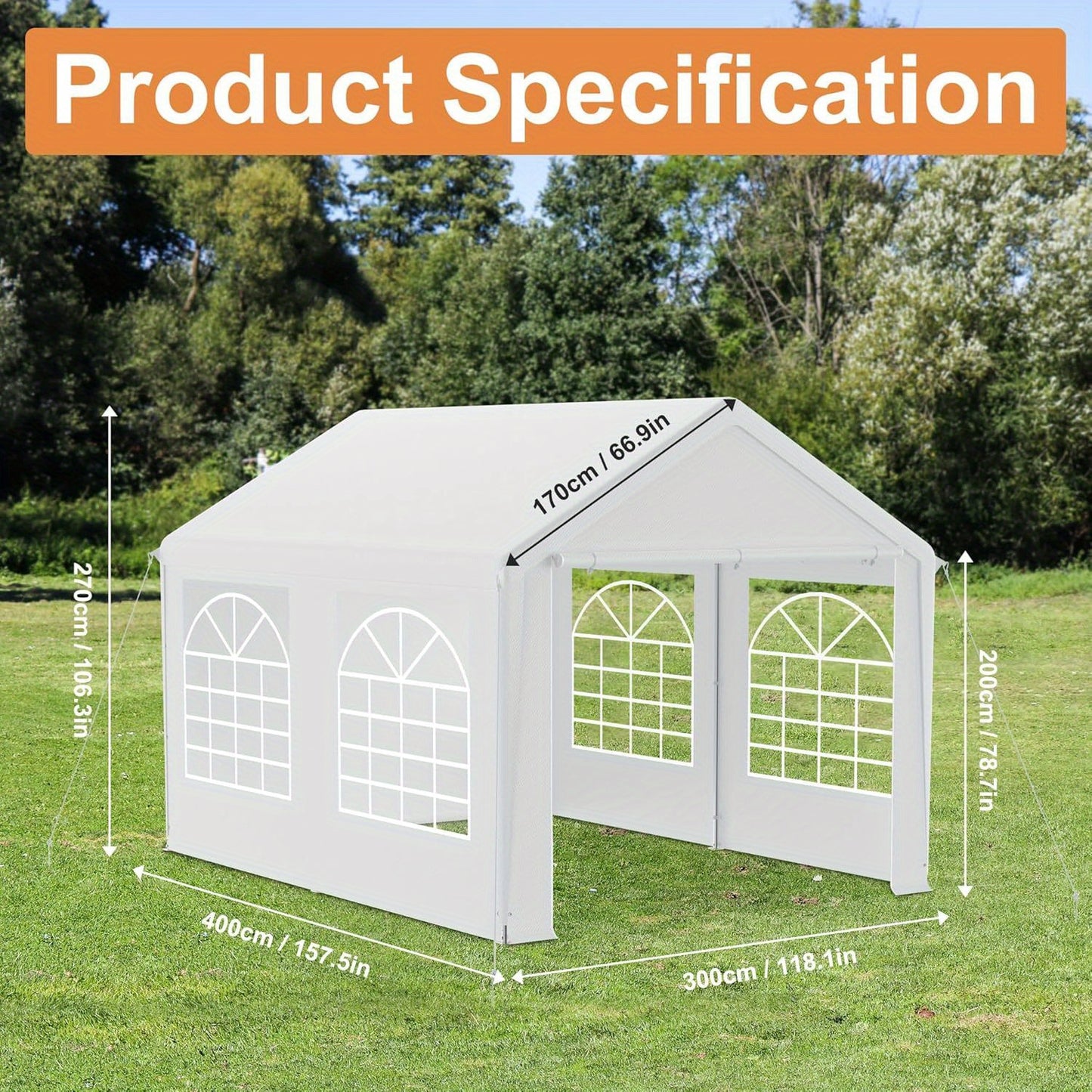 Gazebo Party Tent Garden Tent with Removable Side Walls, Stable, Cold And Sun Protection