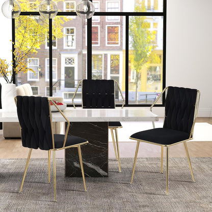 Eetkamerstoelen – Stoel – Zithoek Stoel – Keukenstoel – Loungestoel – Set Van 2 – Velvet Bekleding – Gouden Metalen Poot