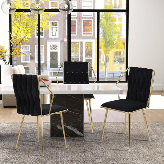 Eetkamerstoelen – Stoel – Zithoek Stoel – Keukenstoel – Loungestoel – Set Van 2 – Velvet Bekleding – Gouden Metalen Poot