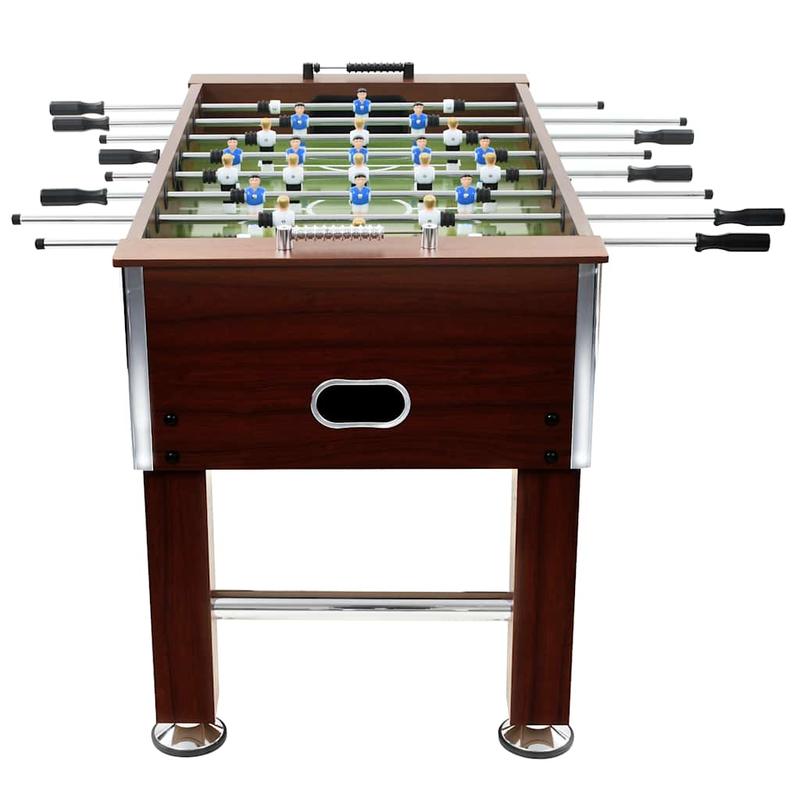 tafelvoetbaltafel – voetbaltafel – tafelvoetbalspel – kickertafel – speltafel – stevig staalframe – groot speelveld 140x74,5x87,5 cm – bruin zwart grijs