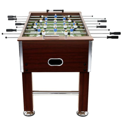 tafelvoetbaltafel – voetbaltafel – tafelvoetbalspel – kickertafel – speltafel – stevig staalframe – groot speelveld 140x74,5x87,5 cm – bruin zwart grijs