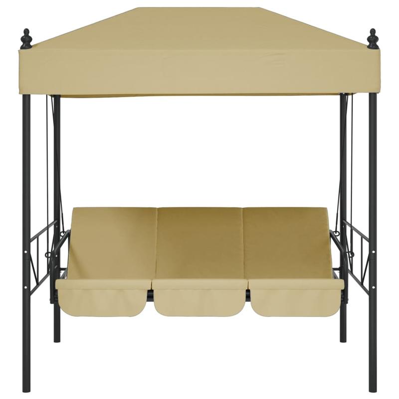 Hollywood Schommelbank – Tuinbank – Zitzak Schommel – Lounger – Swingbed – Stabiel Stalen Frame – Polyester Zonnedak – Sandkleur