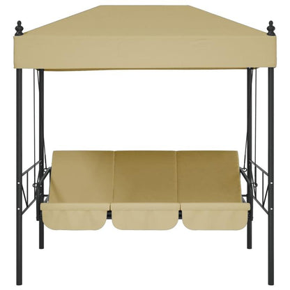Hollywood Schommelbank – Tuinbank – Zitzak Schommel – Lounger – Swingbed – Stabiel Stalen Frame – Polyester Zonnedak – Sandkleur