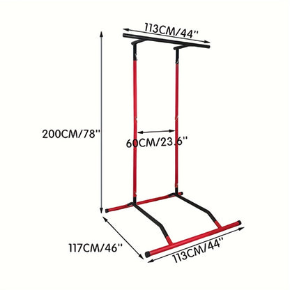 Pull Up Station 99.79KG Adjustable Power Tower Dip Station Multi Function Pull Up Dip Bar Tower, Pull Up Bar For Home Gym Strength Training Dip Stands, Red & Black