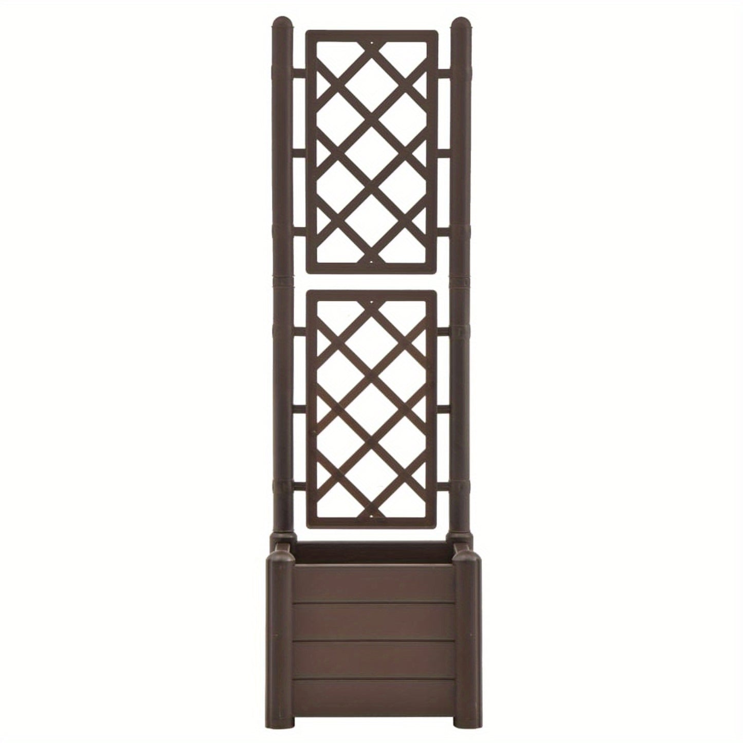 Garden Planter with Trellis 43x43x142cm PP Mocha Planter Box Outdoor, Standing Growing Bed Herb Raised Bed for Gardening, Vegetables, Flower, Backyard