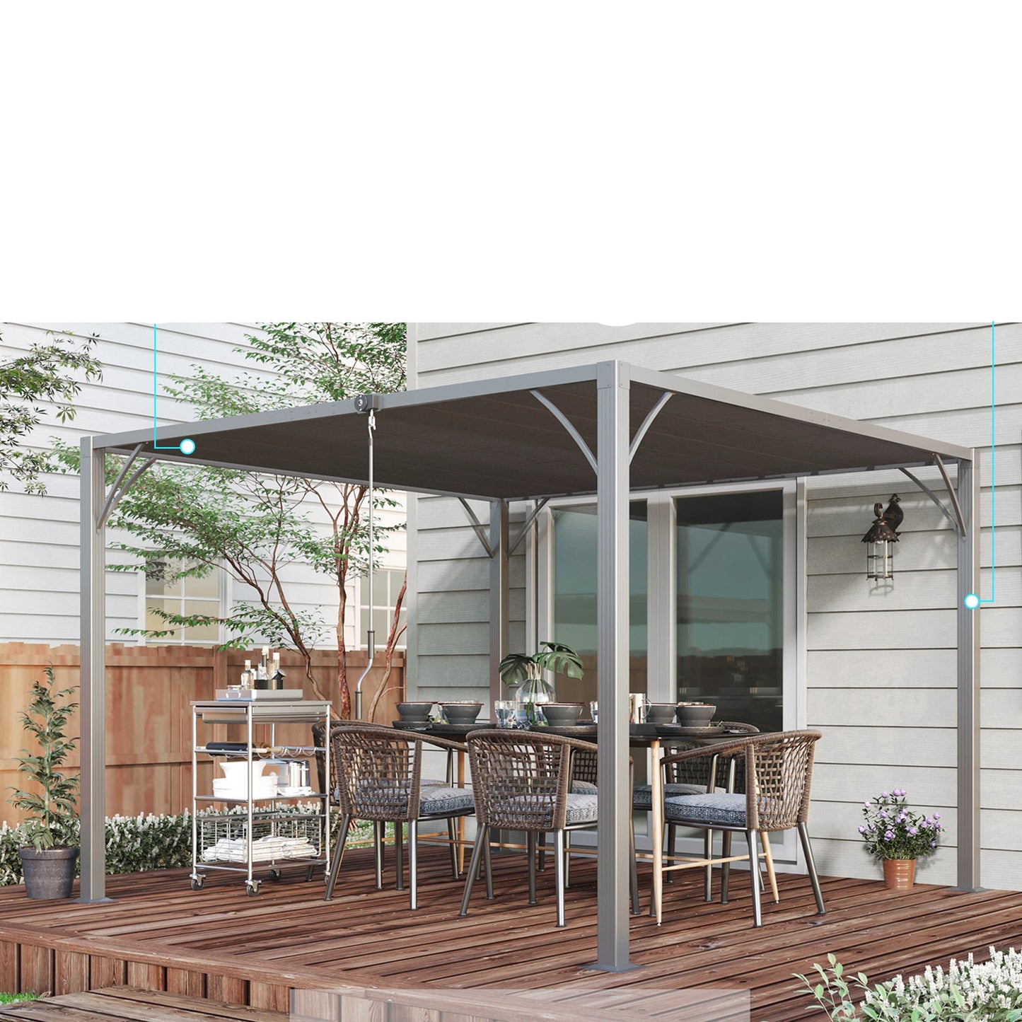 Pergola – Tuinoverkapping – Zonwering – Terrasoverkapping – Buitenkamer – Aluminium Frame – Verstelbare Lamellen – 3x3 Meter – Grijs