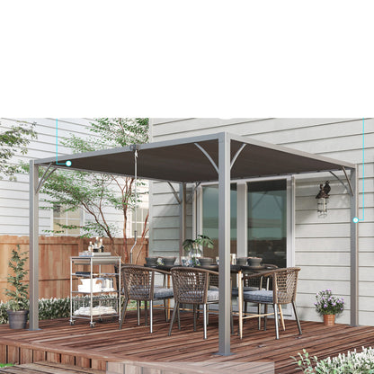 Pergola – Tuinoverkapping – Zonwering – Terrasoverkapping – Buitenkamer – Aluminium Frame – Verstelbare Lamellen – 3x3 Meter – Grijs