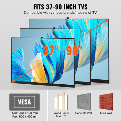 TV Beugel – TV Muurbeugel – Wandbeugel – Ophangbeugel – Bevestigingsbeugel – Volledig Verstelbaar – Carbon Staal Tot 75 KG – 37-90 Inch – VESA 600x400