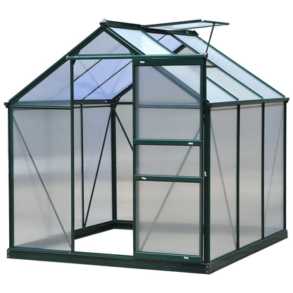 Kas – Tuinkas – Plantenkas – Broeikas – Groentekas – Polycarbonaat Panelen – Versterkte Fundering – 190x192x201 cm – Aluminium Frame – UV-bestendig – Donkergroen
