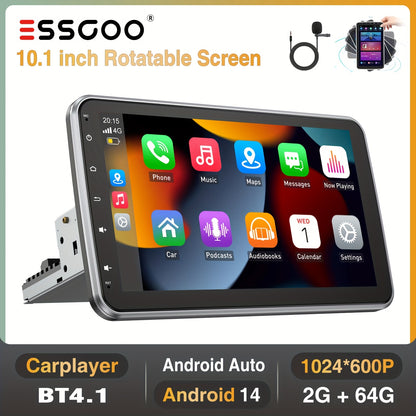 Multimedia Autoradio – Car Stereo – Single DIN Radio – Connectie Systeem – GPS Navigatie – 10,1 Inch Draaibaar Touchscreen – Android 14 Besturingssysteem