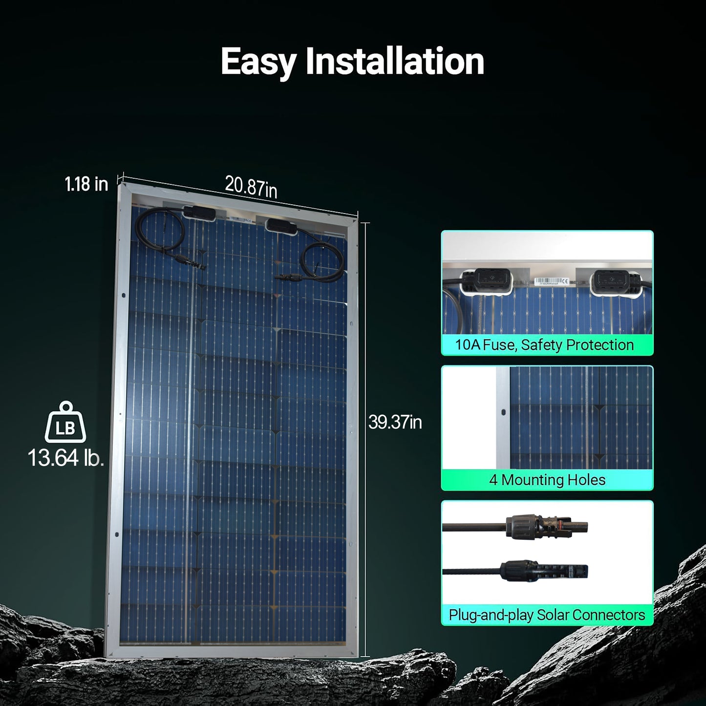 12V Zonnepanelen Set – Solar Panel – Zonnepaneel – PV Module – Photovoltaic Module – Bifaciale Monokristallijne 200W (2x 100W) – Robuust Aluminium Frame – Hoge Energieopbrengst