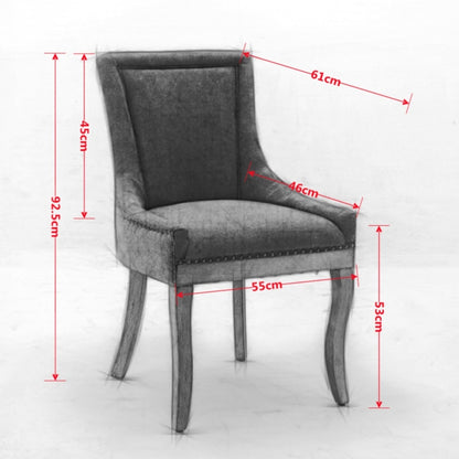 Eetkamerstoelen – Stoelen – Kuipstoelen – Armstoelen – Keukenstoelen – Gestoffeerd – Houten Poten Met Bronzen Nagelkoppen – Set Van 2