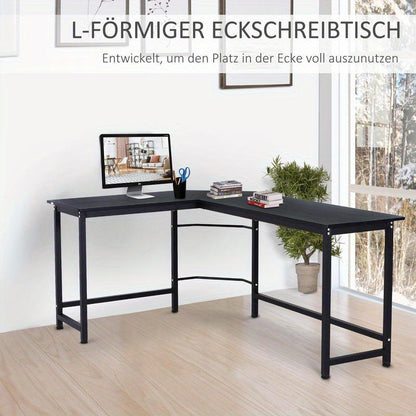 Hoekbureau – Computerbureau – Bureau – Werkplek – Study Table – Verstelbaar in hoogte – Stevig metalen frame – 168x120x75 cm – Zwart – Ergonomisch design