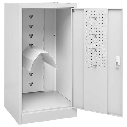 Stalenkast – Opbergkast – Archiefkast – Kantoorkast – Locker – Vergrendelbaar – Verstelbare Planken en Haken – Compact 53x53x105 cm – Lichtgrijs staal