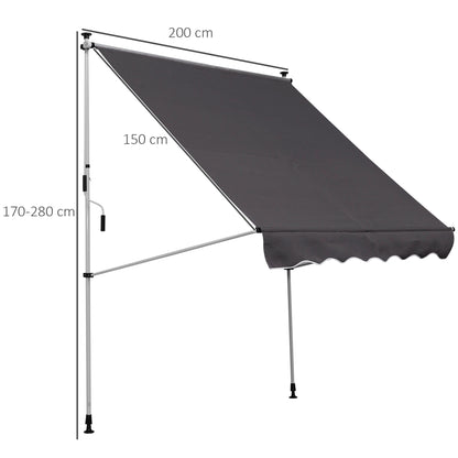Verstelbare Balkonluifel – Zonnescherm – Terrasluifel – Schaduwdoek – Handbediende Luifel – 150 cm Breed – Weerbestendig Aluminium Frame