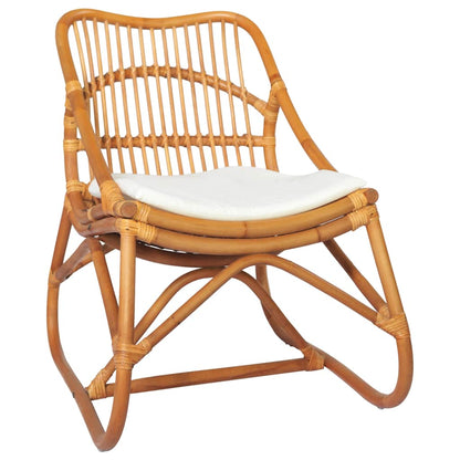 Rotan Stoel – Rotan Fauteuil – Rieten Stoel – Tuinstoel – Loungestoel – Lichtbruin – Linnen Kussen – Natuurlijk Ademend