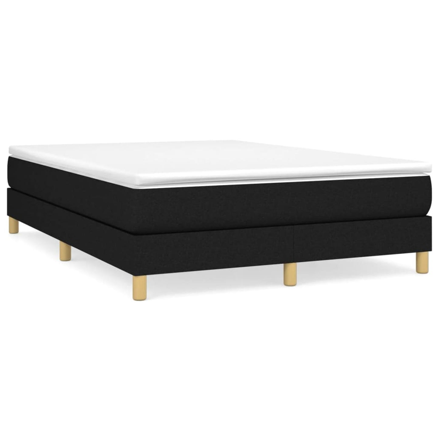 Bedframe – Gestoffeerd Bed – Eenpersoonsbed – Slaapbank – Platformbed – Zwart Stof – 140x200 cm – Stevige Constructie Zonder Elektriciteit