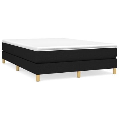 Bedframe – Gestoffeerd Bed – Eenpersoonsbed – Slaapbank – Platformbed – Zwart Stof – 140x200 cm – Stevige Constructie Zonder Elektriciteit