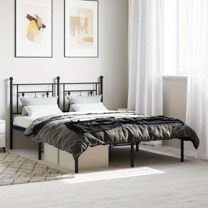 Modern Metal Bed Frame with Headboard - Heavy-Duty Powder-Coated Bed Frame Suitable for Bed, Queen Size (140x200cm), Assembly, Sturdy Non-Creak, Not Included