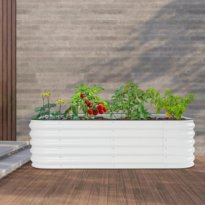 Verhoogd Tuinbed – Verhoogde Plantenbak – Moestuinbak – Kweekbak – Bloemenbak – Gegalvaniseerd Staal – 195x60x43 cm – Wit