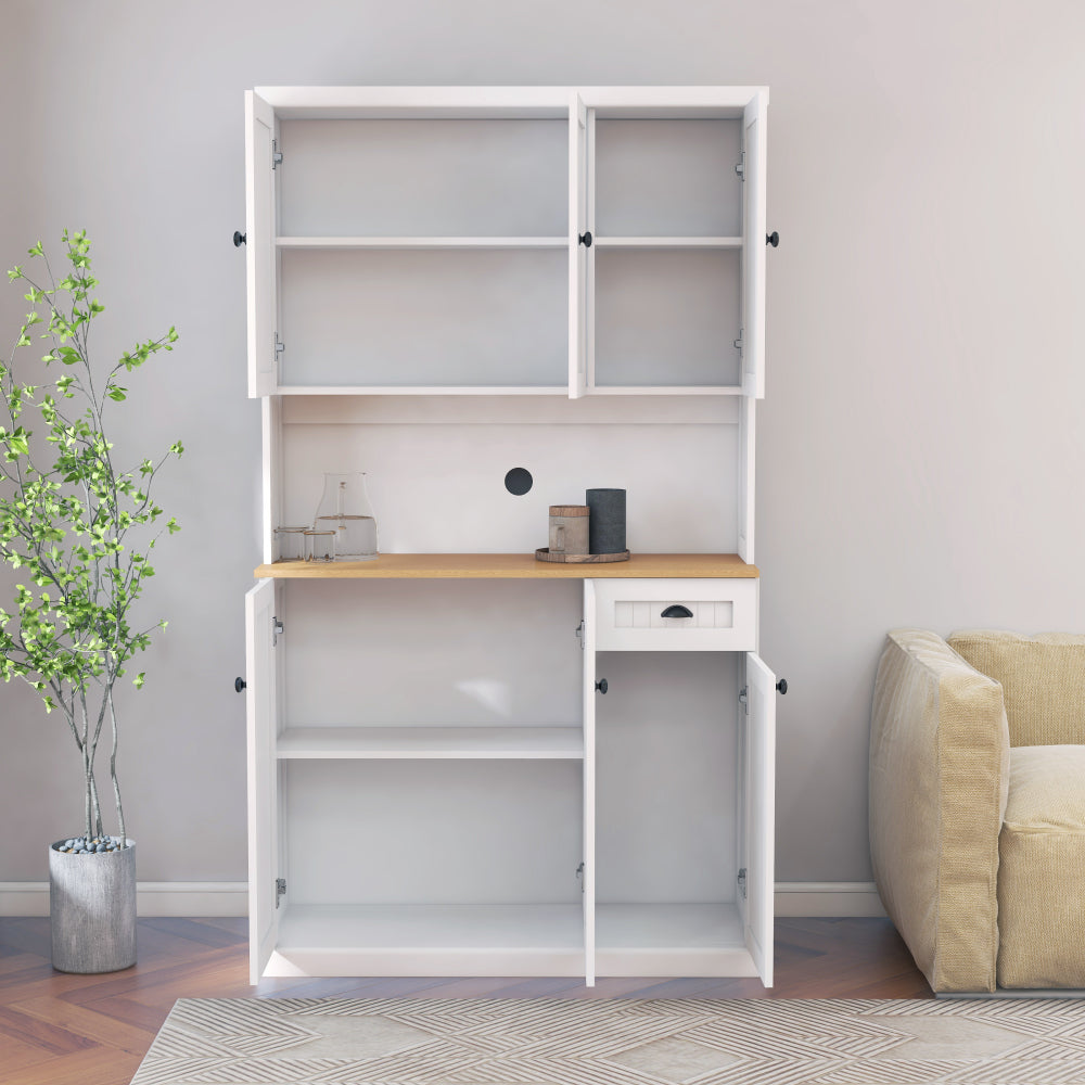 Keukenkast – Voorraadkast – Opbergkast – Magnetronkast – Keukenmeubel – Vrijstaand – 180 cm Hoog – Verstelbare Planken