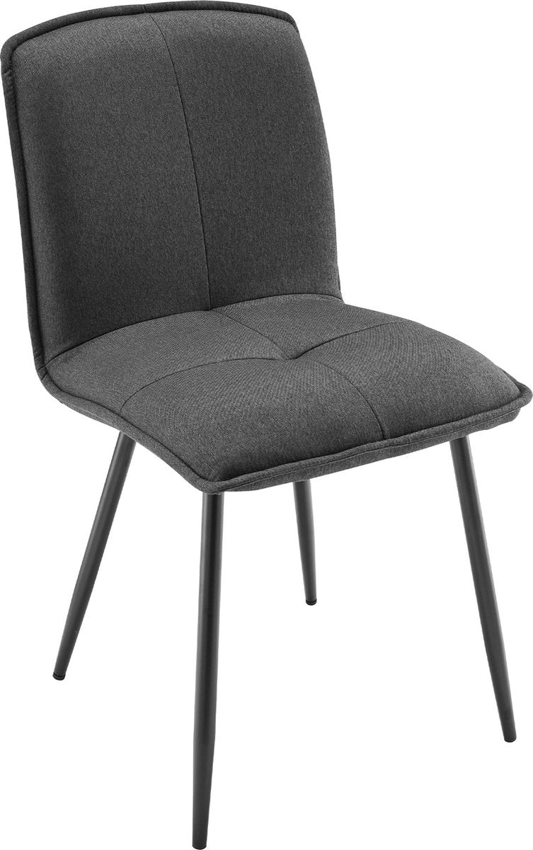 Eetkamerstoelen met Rugleuning -  Keukenstoelen met Fluwelen Bekleding - Beklede Metalen stoelen - Ergonomische Stoelen - Ste van 4 - Grijs(Geen tabel)