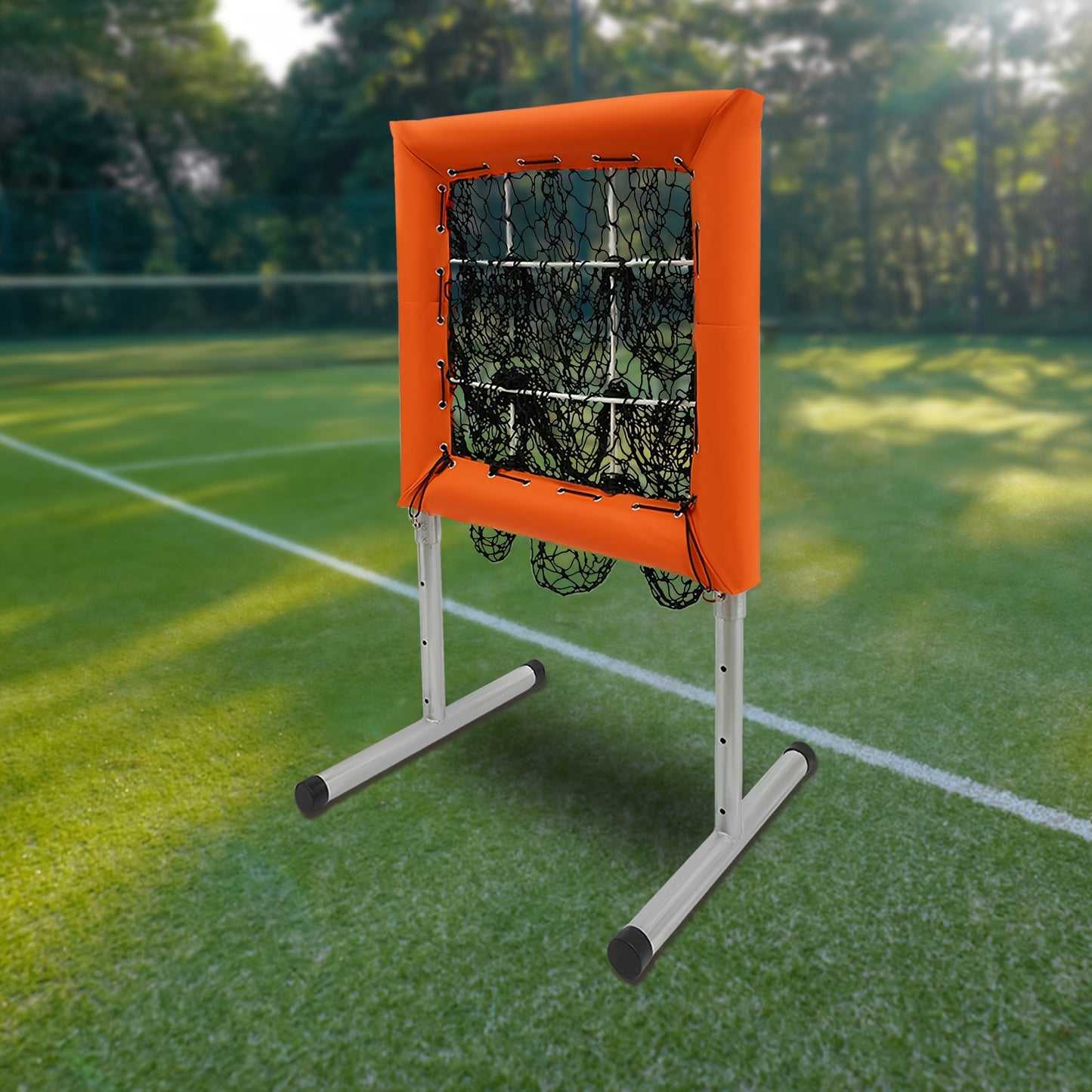 Honkbalnet – Trainingsnet – Oefennet – Slagnet – Werpnet – Verstelbare Hoogte 70-120 cm – Stalen Frame Met Polyester Net – Oranje/ Zwart – Draagbaar Vrijstaand Ontwerp