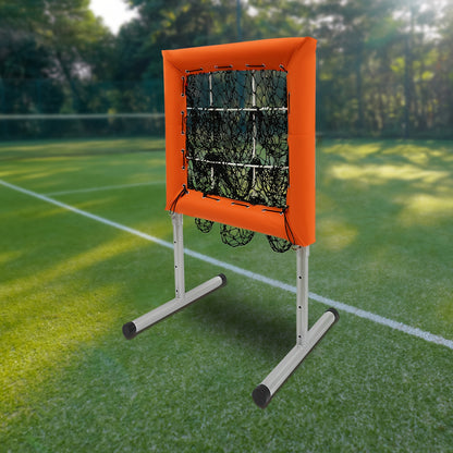 Honkbalnet – Trainingsnet – Oefennet – Slagnet – Werpnet – Verstelbare Hoogte 70-120 cm – Stalen Frame Met Polyester Net – Oranje/ Zwart – Draagbaar Vrijstaand Ontwerp