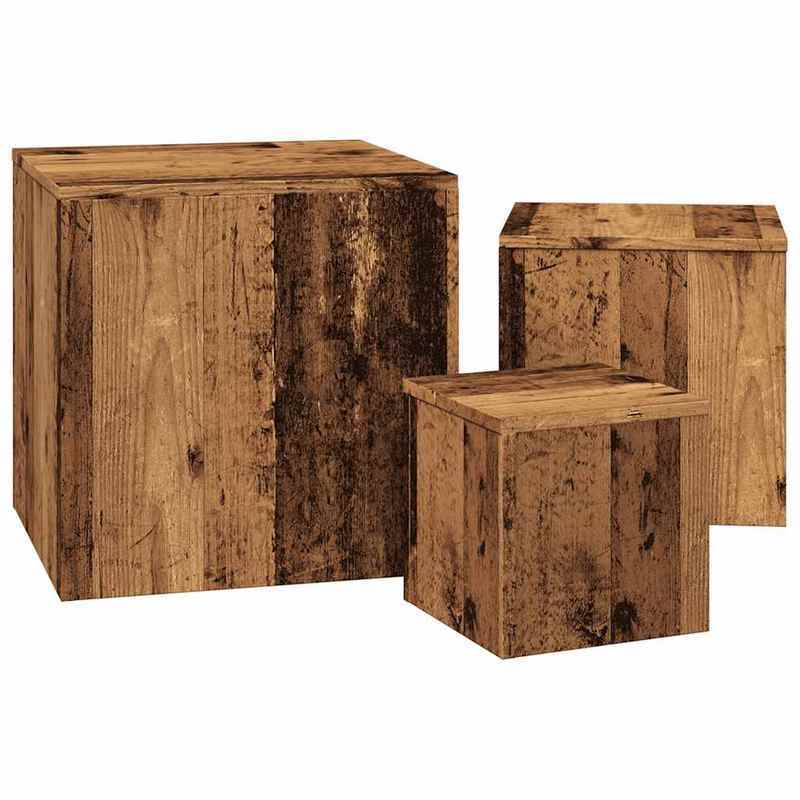 Bijzettafels – Salontafel – Bijzettafel – Tafeltje – Houten Tafels – Set Van 3 – Reclaimed Wood Look – Houtachtig Materiaal – Compact En Duurzaam