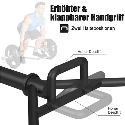 Trap Bar – Hex Bar – Halterstang – Olympische Bar – Shrug Bar – Vouwbare Handgrepen – Massief Staal – 363 Kg Belastbaar