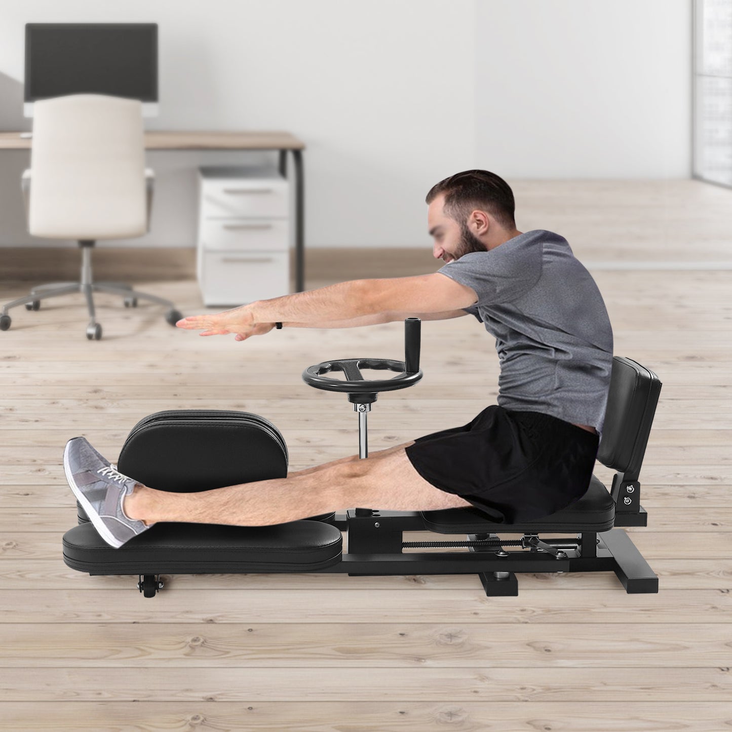 Leg Stretcher – Flexibiliteitsverhoger – Stretch Trainer – Rekapparaat – Yoga Hulpmiddel – Zwart – Verstelbare Hoek tot 180° – Comfortabele PU Kussens