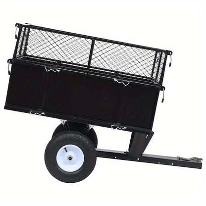 Tuinwagen – Tuinkar – Bolderkar – Transportkar – Tuintrolley – Stevig Stalen Frame – 150 kg Draagkracht – Opblaasbare All-Terrain Wielen – Grote Laadbak 130x52x87 cm – Zwart