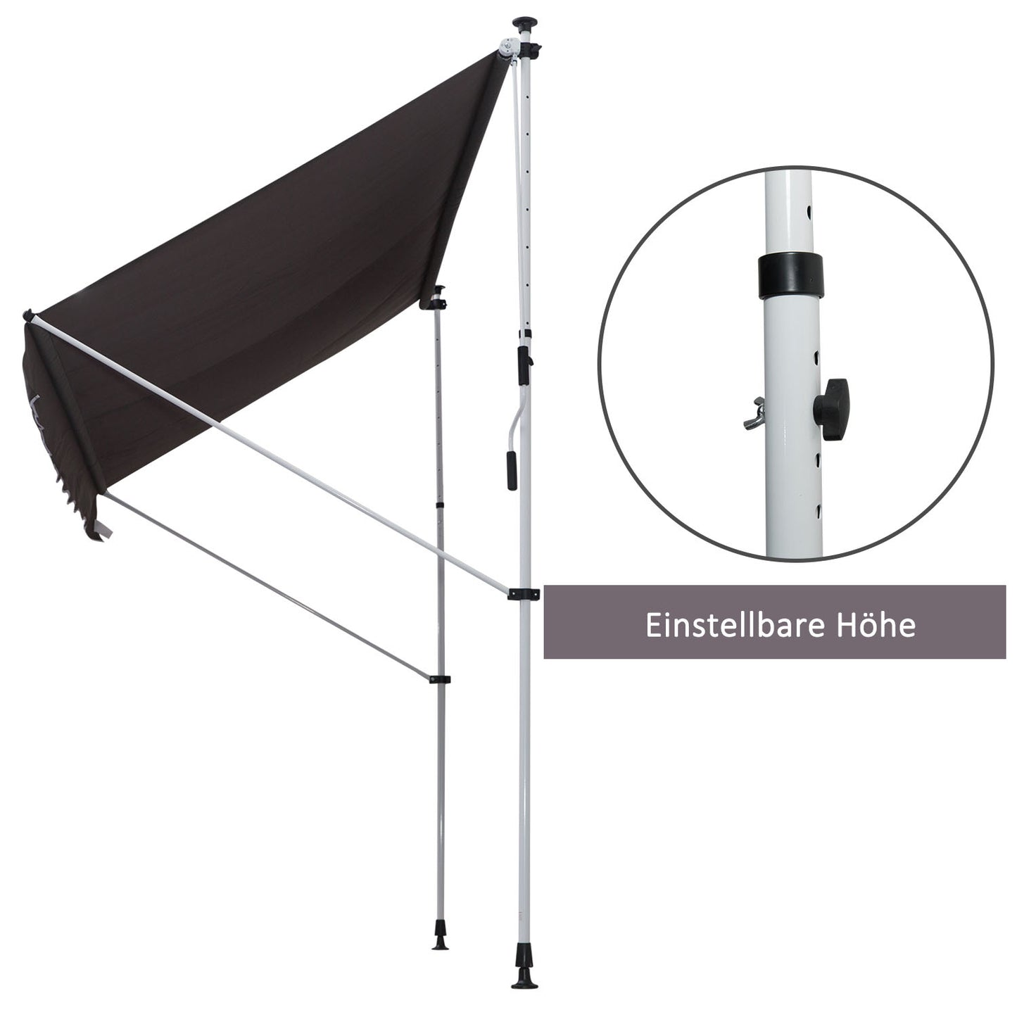 Verstelbare Balkonluifel – Zonnescherm – Terrasluifel – Schaduwdoek – Handbediende Luifel – 150 cm Breed – Weerbestendig Aluminium Frame