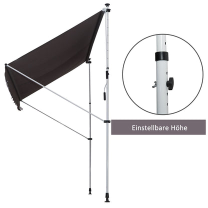 Verstelbare Balkonluifel – Zonnescherm – Terrasluifel – Schaduwdoek – Handbediende Luifel – 150 cm Breed – Weerbestendig Aluminium Frame