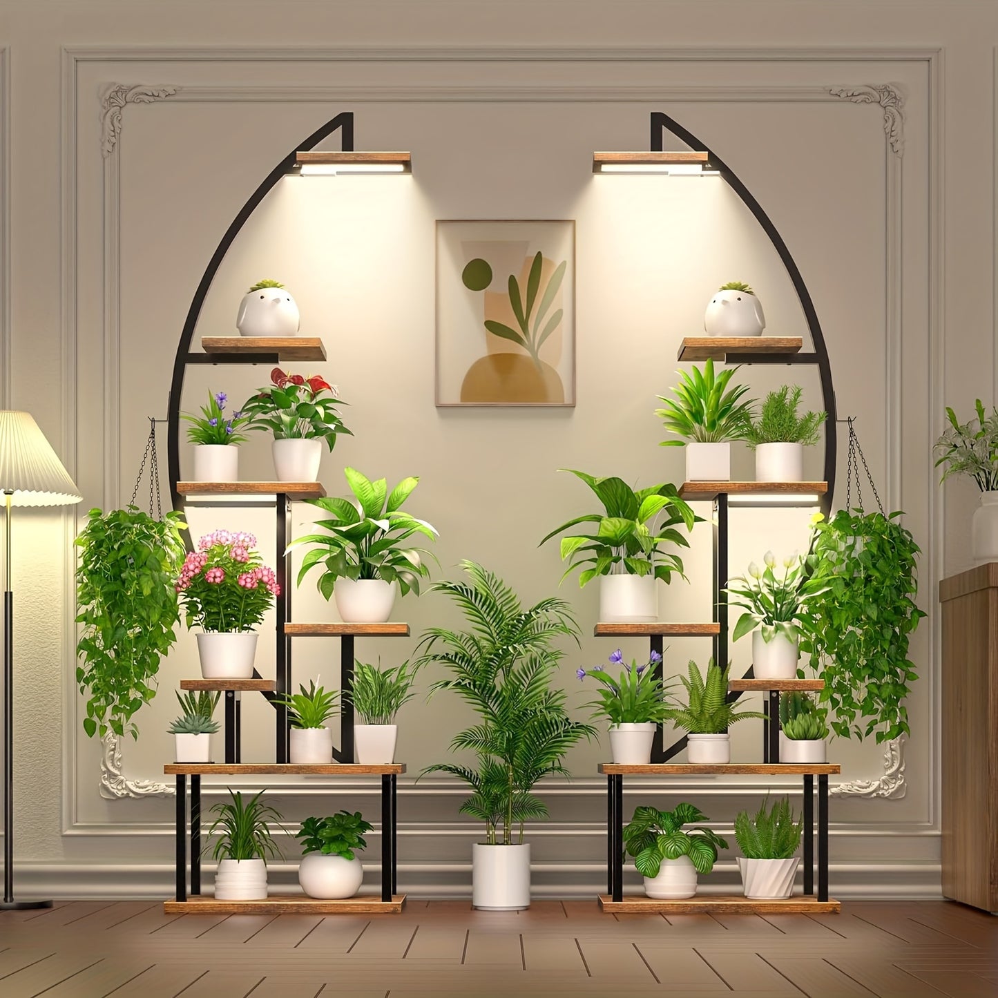 7-laags Plantenstandaard – Plantenrek – Plantentafel – Plantenhouder – Plantenmeubel – Met Groeilampen – Stevig Metalen Frame – Zwart