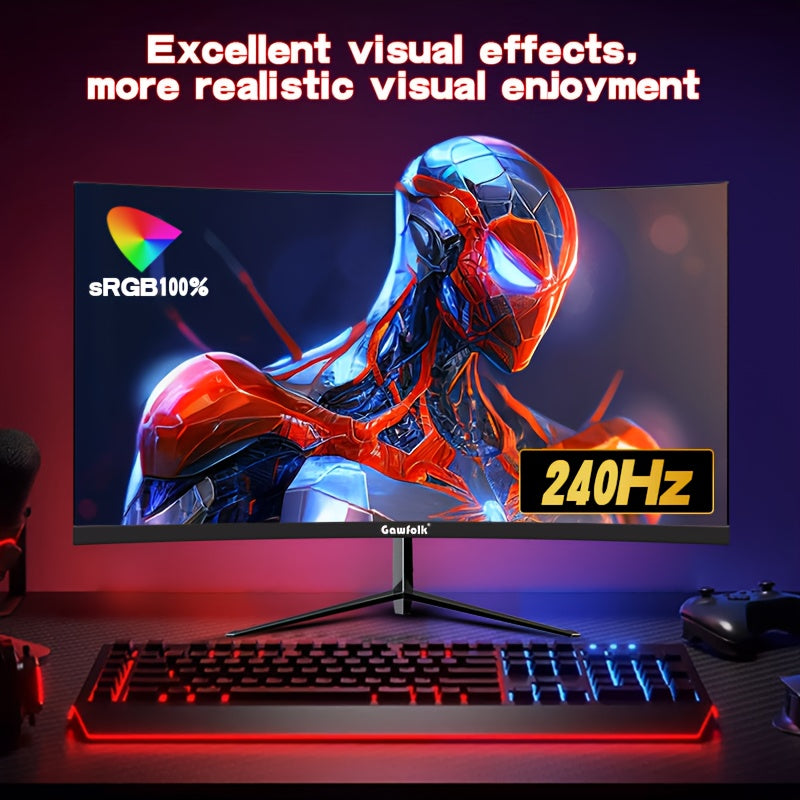 32" Curved Gaming Monitor – Gaming Scherm – Computer Monitor – PC Display – Monitor Voor Gamers – 240Hz Refresh Rate – 1ms Reactietijd – FHD 1920x1080 – FreeSync HDR400 – Ergonomische Stand – Compatibel Met PS5/Xbox - QUORE